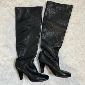 KORS Michael Kors Fleur Black Tall Leather Boots Designer Convertible Size 7